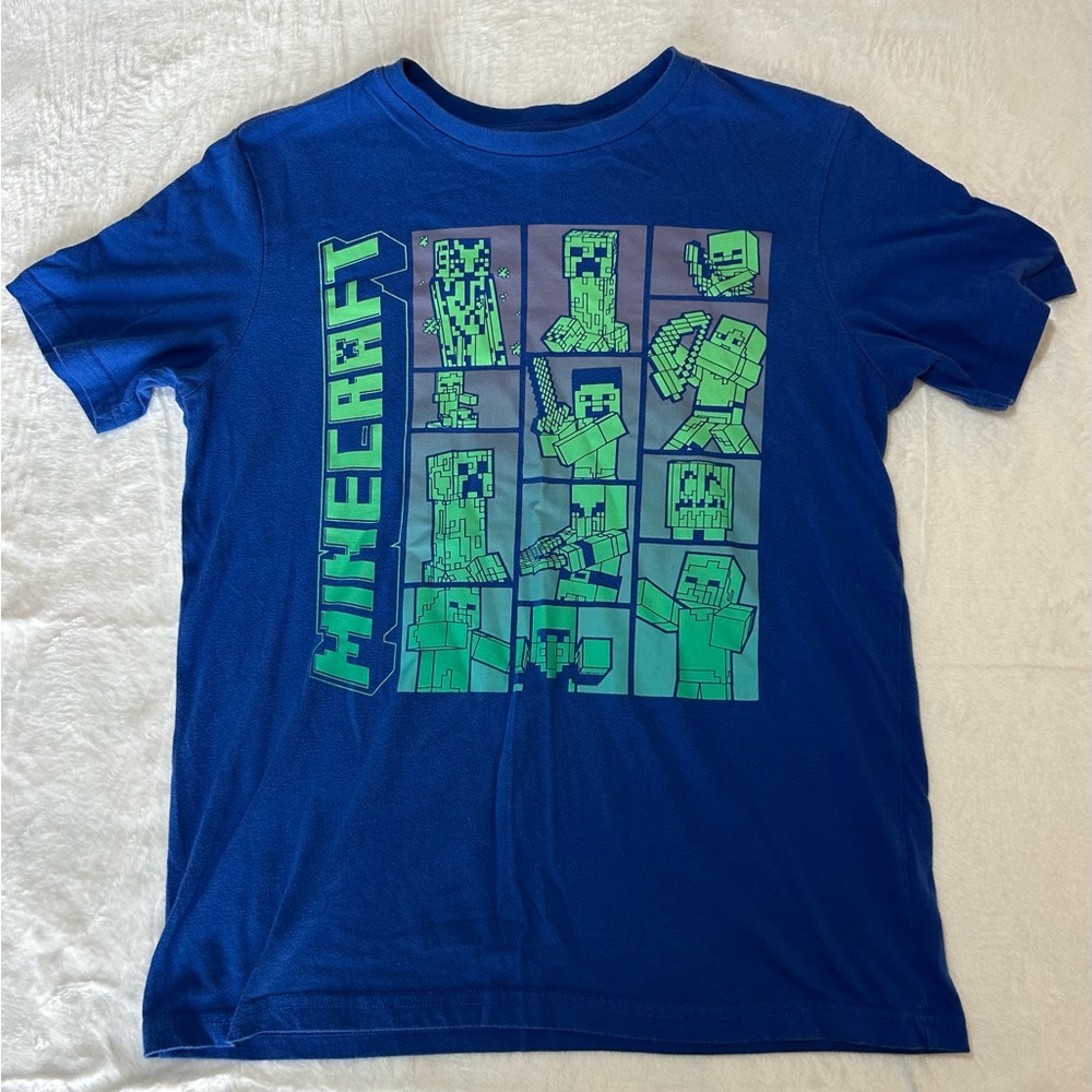 Mojang Studios Officially Licensed Blue Minecraft Graphic T-Shirt, Youth XL